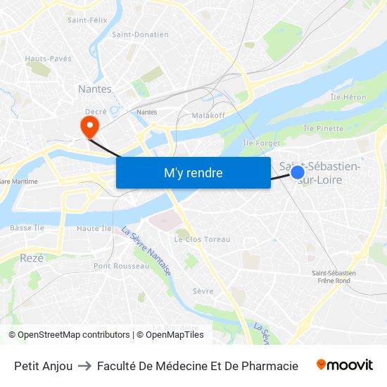 Petit Anjou to Faculté De Médecine Et De Pharmacie map