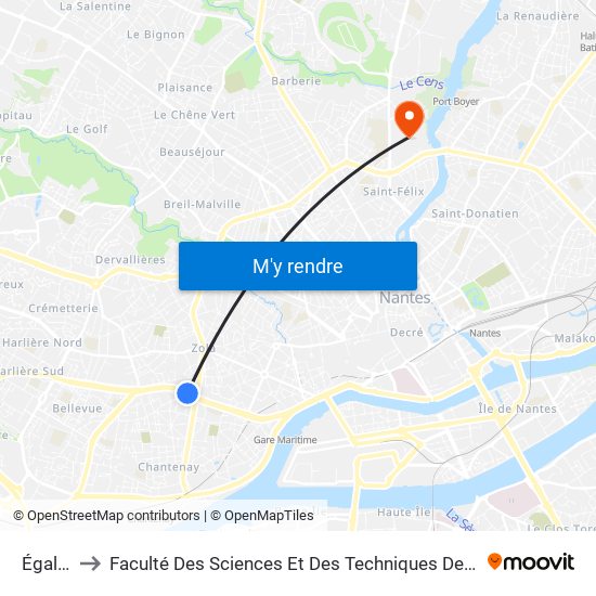 Égalité to Faculté Des Sciences Et Des Techniques De Nantes map