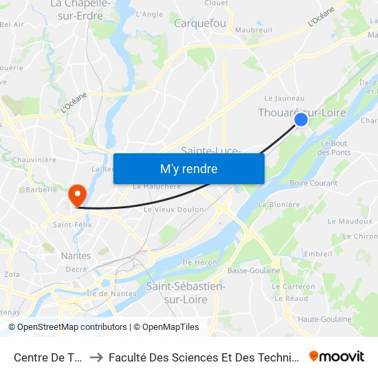 Centre De Thouaré to Faculté Des Sciences Et Des Techniques De Nantes map