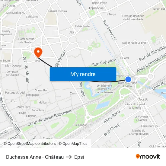 Duchesse Anne - Château to Epsi map