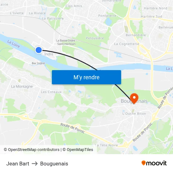 Jean Bart to Bouguenais map