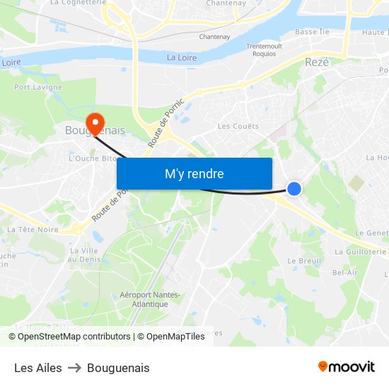 Les Ailes to Bouguenais map