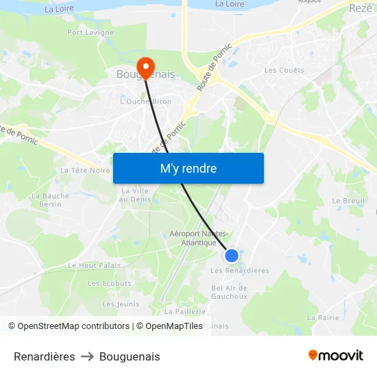 Renardières to Bouguenais map