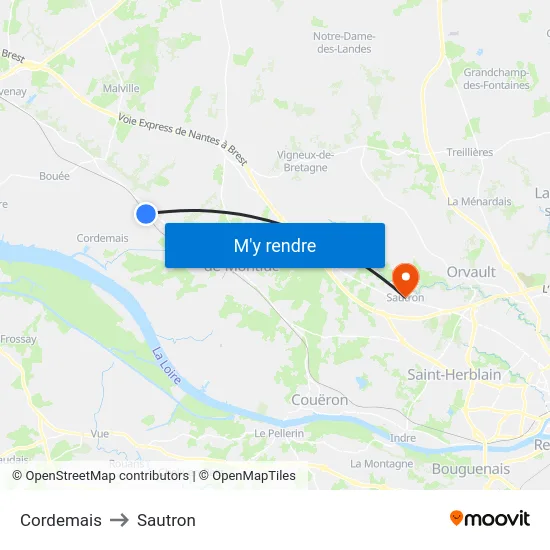 Cordemais to Sautron map