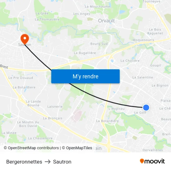 Bergeronnettes to Sautron map