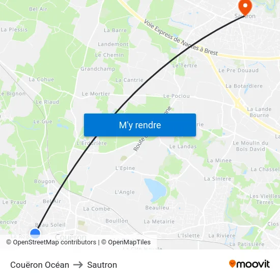 Couëron Océan to Sautron map