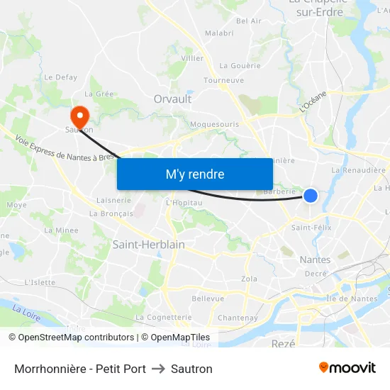 Morrhonnière - Petit Port to Sautron map