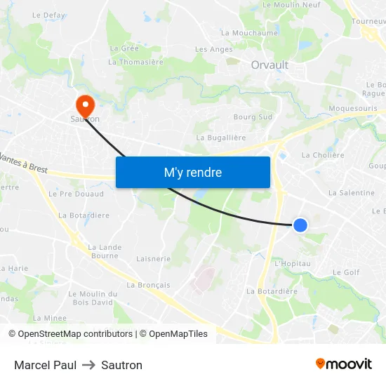 Marcel Paul to Sautron map