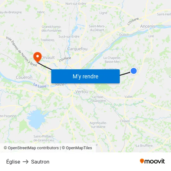 Église to Sautron map
