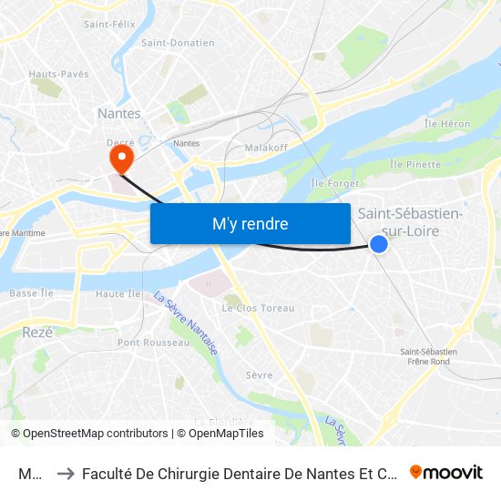 Malnoue to Faculté De Chirurgie Dentaire De Nantes Et Centre De Soins Dentaires Du Chu De Nantes map