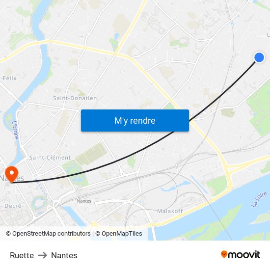 Ruette to Nantes map