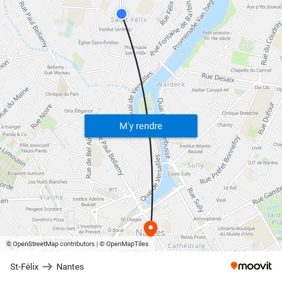 St-Félix to Nantes map