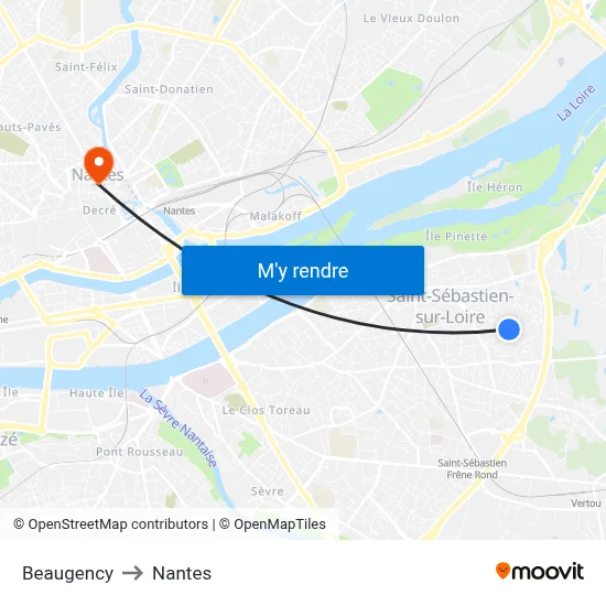 Beaugency to Nantes map