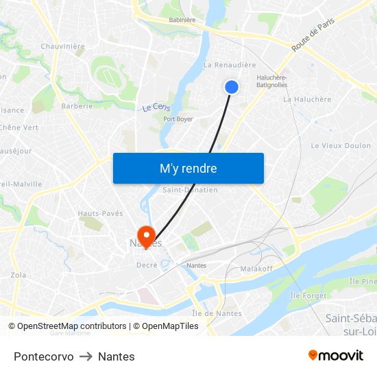 Pontecorvo to Nantes map