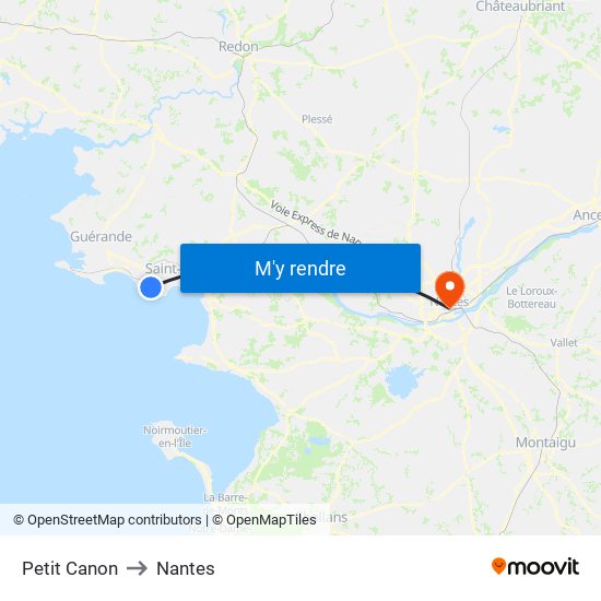 Petit Canon to Nantes map