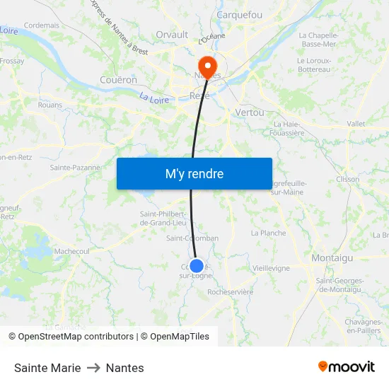 Sainte Marie to Nantes map
