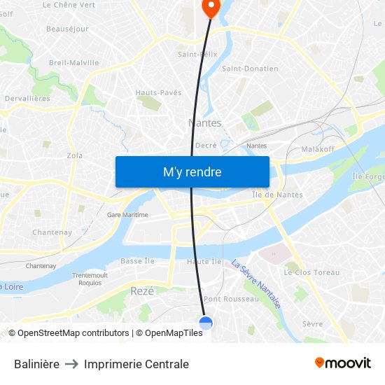 Balinière to Imprimerie Centrale map