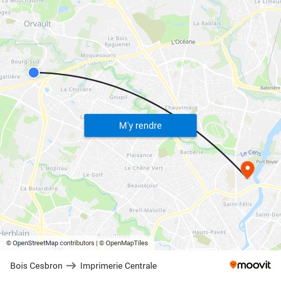 Bois Cesbron to Imprimerie Centrale map