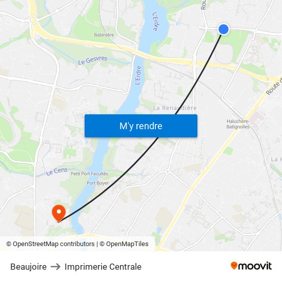 Beaujoire to Imprimerie Centrale map