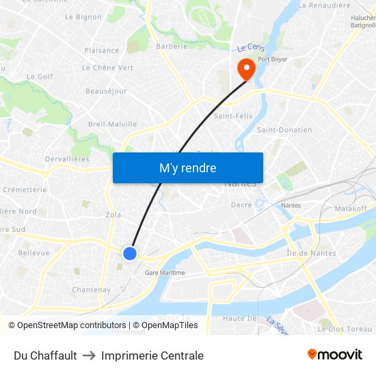 Du Chaffault to Imprimerie Centrale map