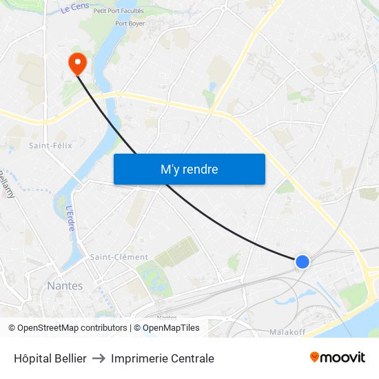 Hôpital Bellier to Imprimerie Centrale map