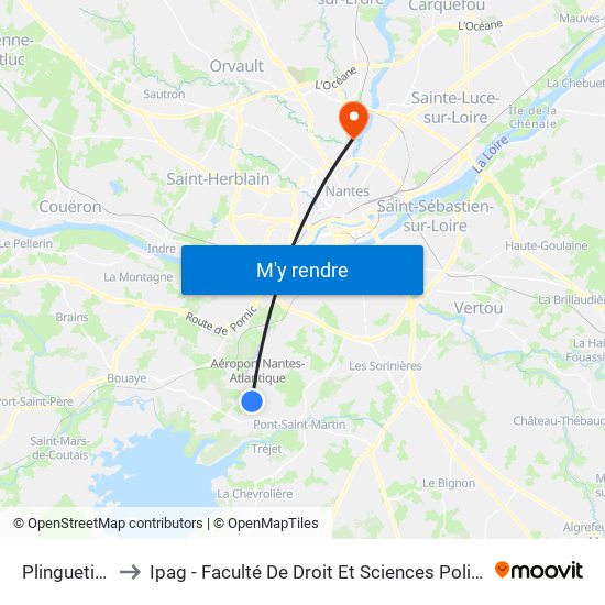 Plinguetière to Ipag - Faculté De Droit Et Sciences Politiques map