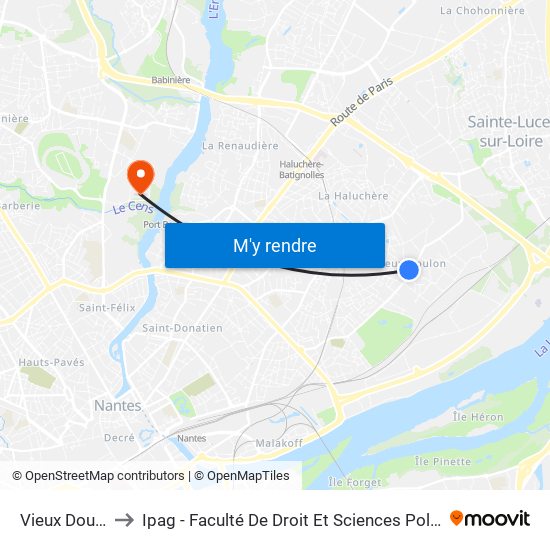 Vieux Doulon to Ipag - Faculté De Droit Et Sciences Politiques map