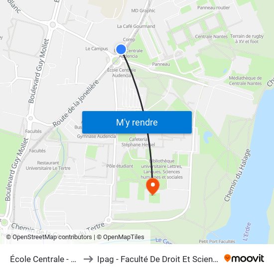 École Centrale - Audencia to Ipag - Faculté De Droit Et Sciences Politiques map