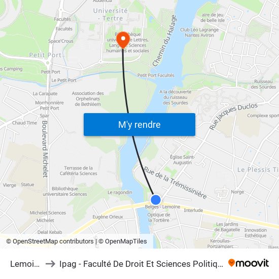 Lemoine to Ipag - Faculté De Droit Et Sciences Politiques map