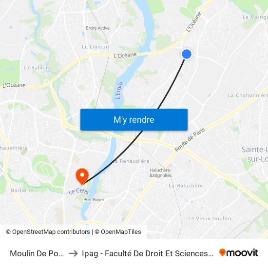 Moulin De Porterie to Ipag - Faculté De Droit Et Sciences Politiques map
