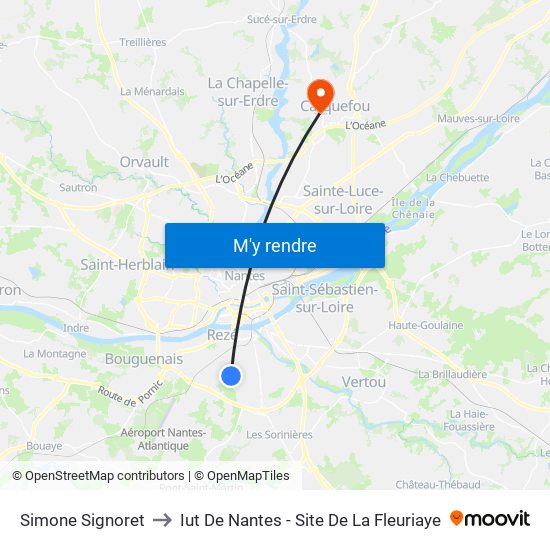 Simone Signoret to Iut De Nantes - Site De La Fleuriaye map