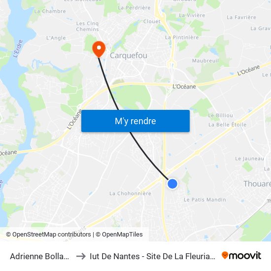 Adrienne Bolland to Iut De Nantes - Site De La Fleuriaye map