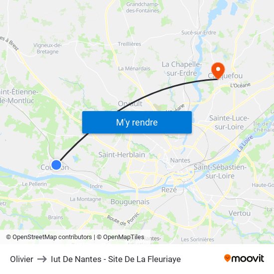 Olivier to Iut De Nantes - Site De La Fleuriaye map