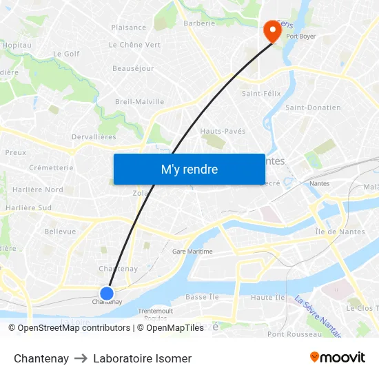 Chantenay to Laboratoire Isomer map
