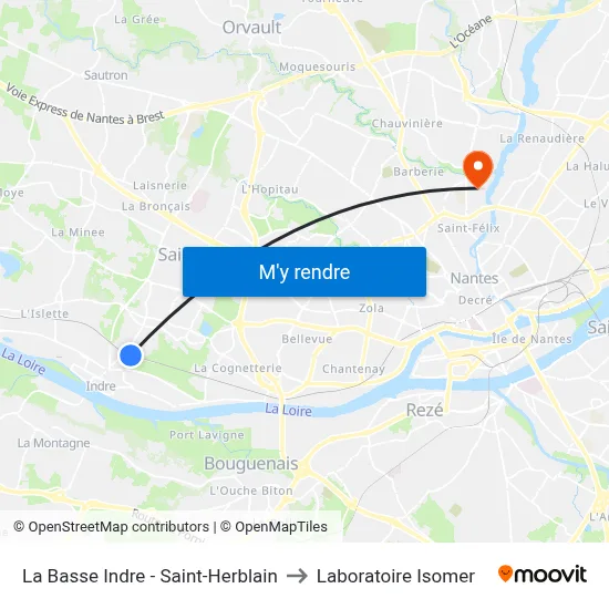 La Basse Indre - Saint-Herblain to Laboratoire Isomer map