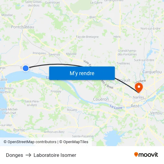 Donges to Laboratoire Isomer map