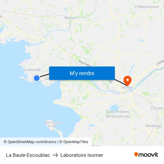 La Baule-Escoublac to Laboratoire Isomer map