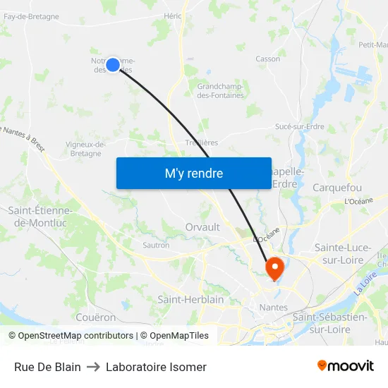 Rue De Blain to Laboratoire Isomer map
