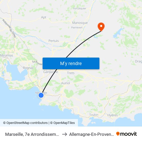 Marseille, 7e Arrondissement to Allemagne-En-Provence map
