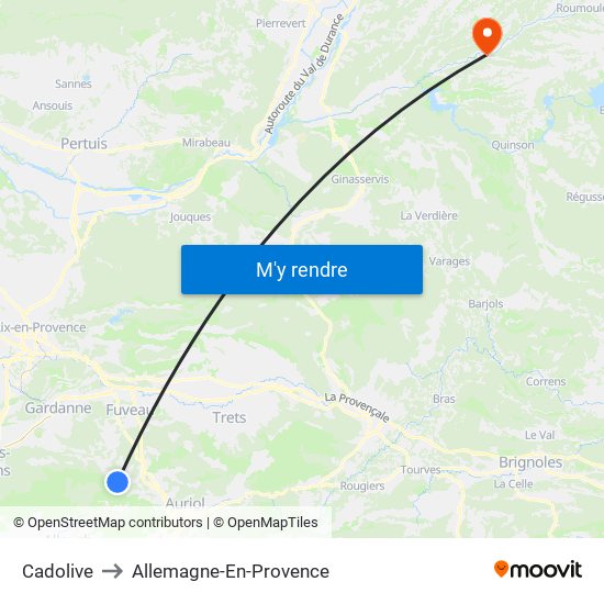 Cadolive to Allemagne-En-Provence map