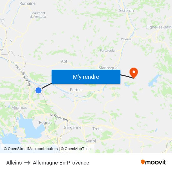 Alleins to Allemagne-En-Provence map