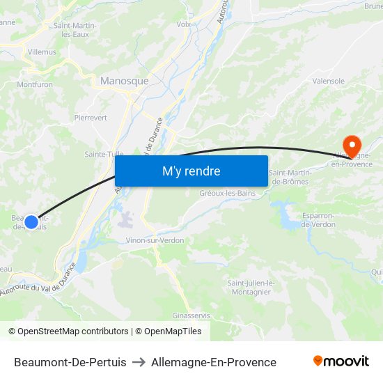 Beaumont-De-Pertuis to Allemagne-En-Provence map