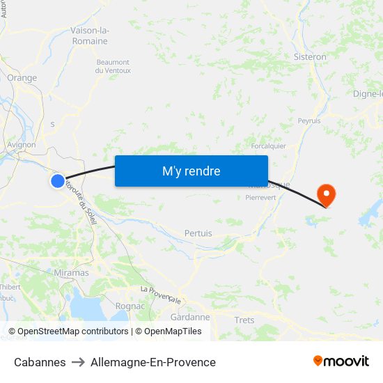 Cabannes to Allemagne-En-Provence map
