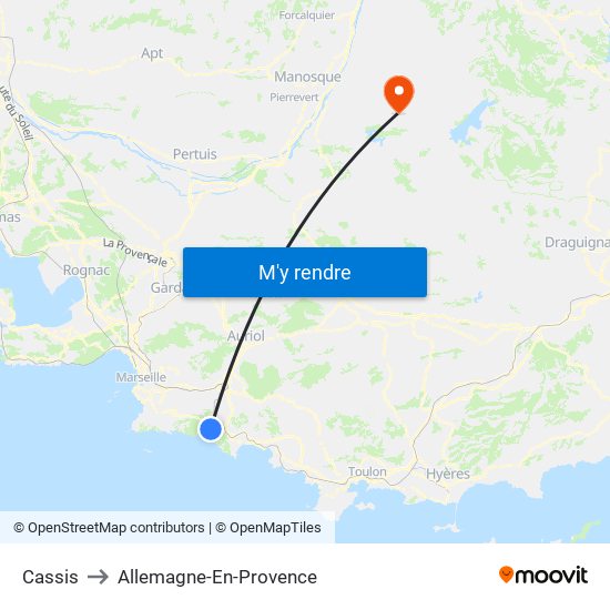 Cassis to Allemagne-En-Provence map