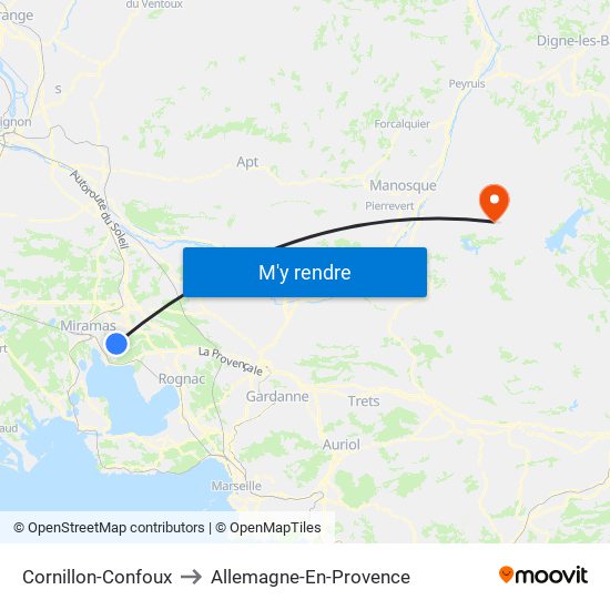 Cornillon-Confoux to Allemagne-En-Provence map
