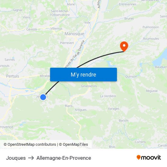 Jouques to Allemagne-En-Provence map