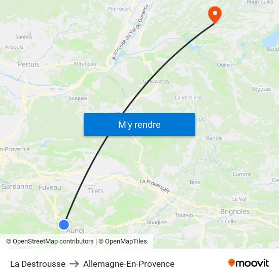 La Destrousse to Allemagne-En-Provence map