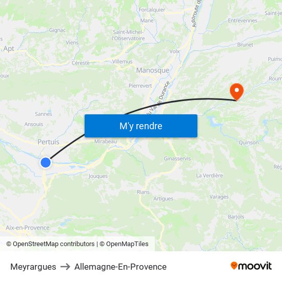 Meyrargues to Allemagne-En-Provence map