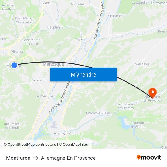 Montfuron to Allemagne-En-Provence map