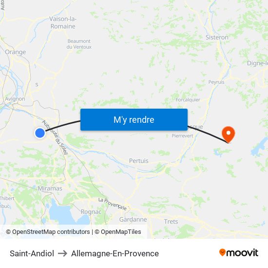 Saint-Andiol to Allemagne-En-Provence map